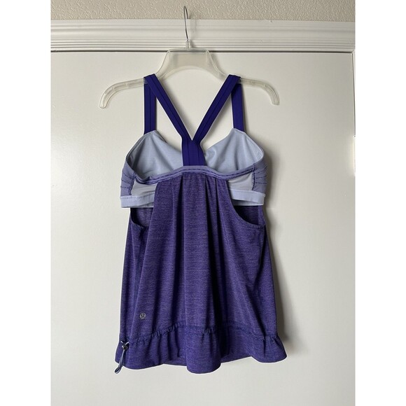 Lululemon Rest Less Tank Bra Top Bruised Berry Wee Stripe Purple Size 10 - Picture 2 of 9